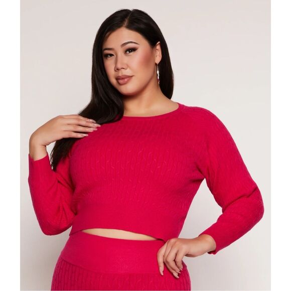 Hot Pink Cable Knit Sweater - Picture 1 of 5